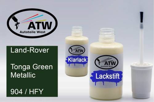 Land-Rover, Tonga Green Metallic, 904 / HFY: 20ml Lackstift + 20ml Klarlack - Set, von ATW Autoteile West.